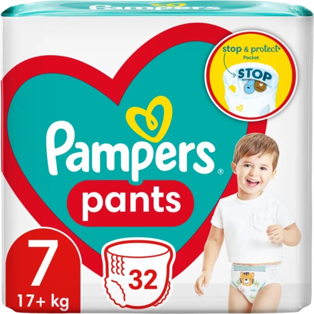 Pampers Pants Size 7 scutece de unică folosință tip chiloțel 17+ kg 32 buc