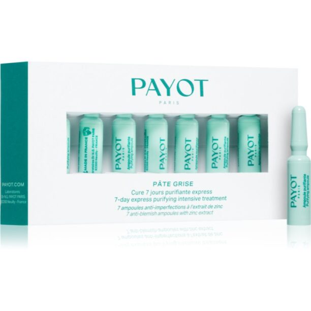 Payot Pâte Grise Cure 7 Jours Purifiante Express 7 zile de terapie intensivă pentru calmarea simptomelor acneice 7x1