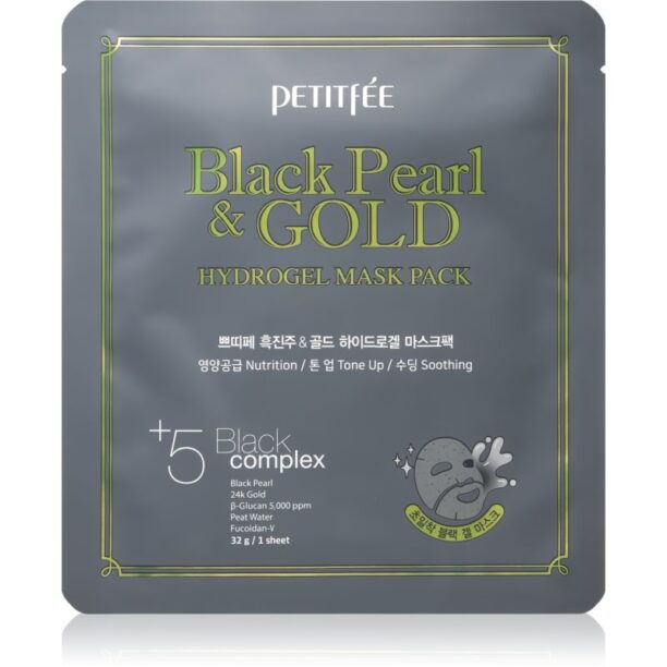 Petitfée Black Pearl & Gold mască intensă cu hidrogel cu aur de 24 de karate 32 g