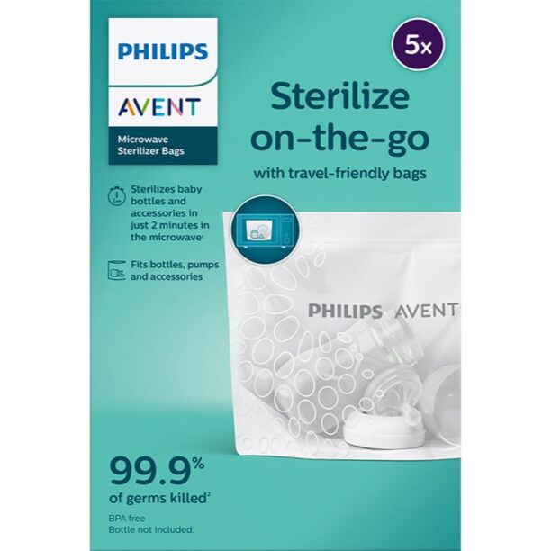 Philips Avent Sterilize on-the-go săculeți pentru sterilizare pentru cuptorul cu microunde 5 buc preţ