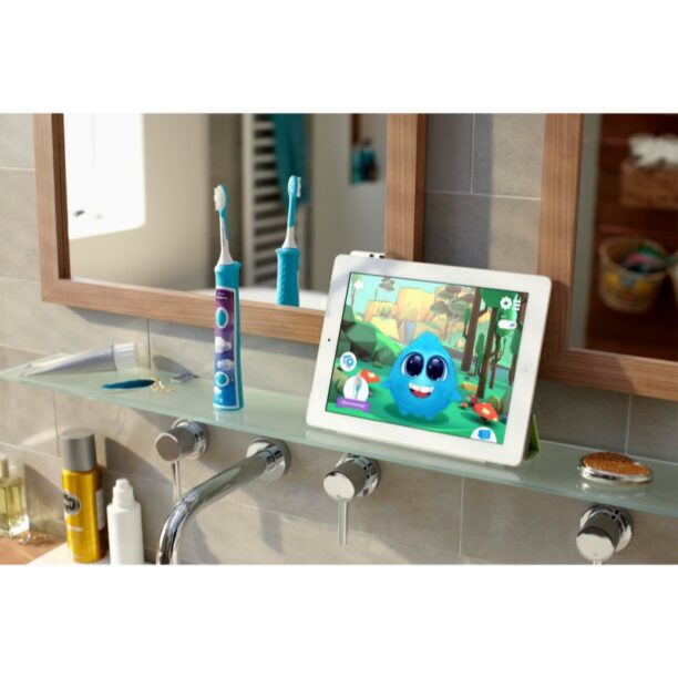 Original Philips Sonicare For Kids HX6322/04 Sonic Electric periuța de dinți pentru copii cu Bluetooth Aqua 1 buc