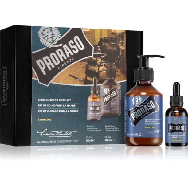 Proraso Set Beard Original set cadou pentru barbă pentru bărbați Azur Lime