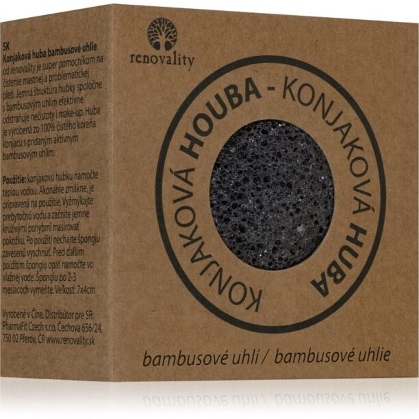 Renovality Konjac mushroom bamboo charcoal burete pentru curatare pentru pielea problematica 7x4 cm