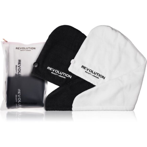 Revolution Haircare Microfibre Hair Wraps prosop pentru păr culoare Black/White 2 buc