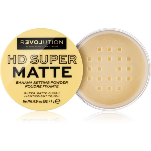 Revolution Relove HD Super Matte Pudră transparentă de fixare cu efect matifiant culoare Banana 7 g