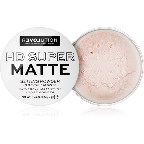 Revolution Relove HD Super Matte Pudră transparentă de fixare cu efect matifiant culoare Transparent 7 g preţ