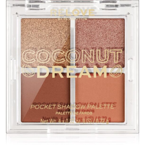 Revolution Relove Pocket Palette paletă cu farduri de ochi culoare Coconut Dream 4x0.72 g preţ