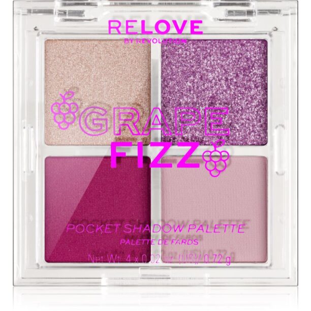 Revolution Relove Pocket Palette paletă cu farduri de ochi culoare Grape Fizz 4x0.72 g preţ