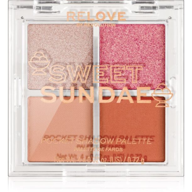 Revolution Relove Pocket Palette paletă cu farduri de ochi culoare Sweet Sundae 4x0.72 g preţ