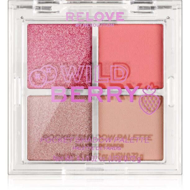 Revolution Relove Pocket Palette paletă cu farduri de ochi culoare Wild Berry 4x0.72 g preţ