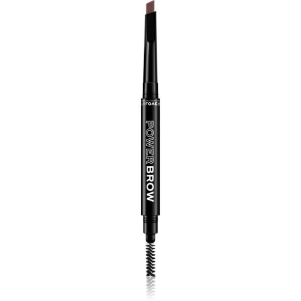 Revolution Relove Power Brow creion pentru sprancene cu pensula culoare Dark Brown 0