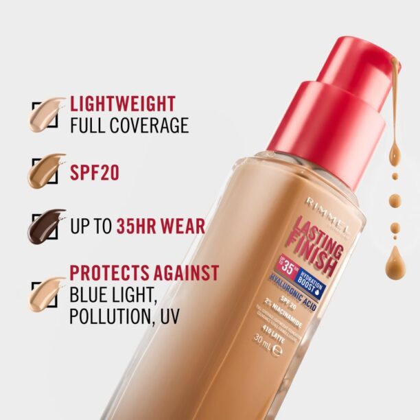 Cumpăra Rimmel Lasting Finish 35H Hydration Boost make up hidratant SPF 20 culoare 160 Vanilla 30 ml