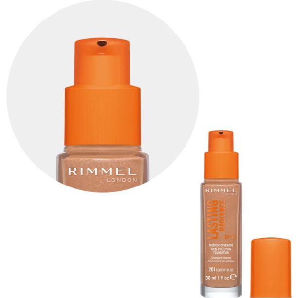 Preţ Rimmel Lasting Radiance make-up pentru luminozitate SPF 25 culoare 400 Natural Beige 30 ml