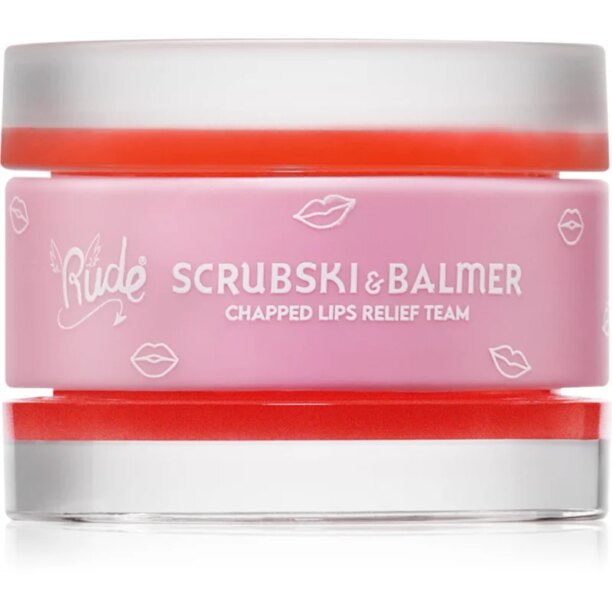 Rude Cosmetics Scrubski & Balmer balsam și exfoliant pentru buze culoare Juicy Peach 7.5 g