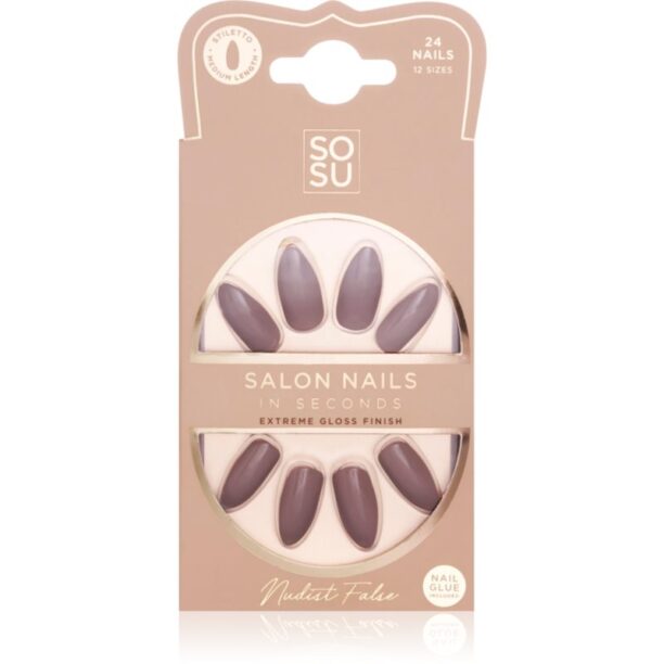 SOSU Cosmetics Salon Nails unghii artificiale culoare Nudist 24 buc preţ