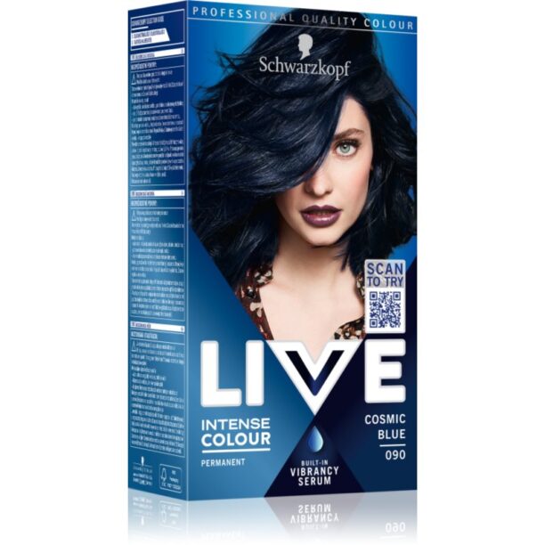 Schwarzkopf LIVE Intense Colour Culoare permanenta pentru par culoare 090 Cosmic Blue 1 buc preţ