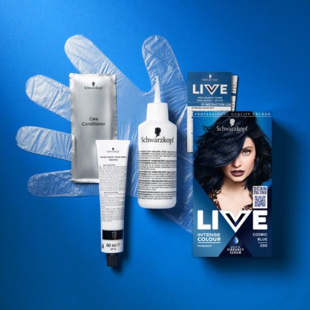 Preţ Schwarzkopf LIVE Intense Colour Culoare permanenta pentru par culoare 090 Cosmic Blue 1 buc