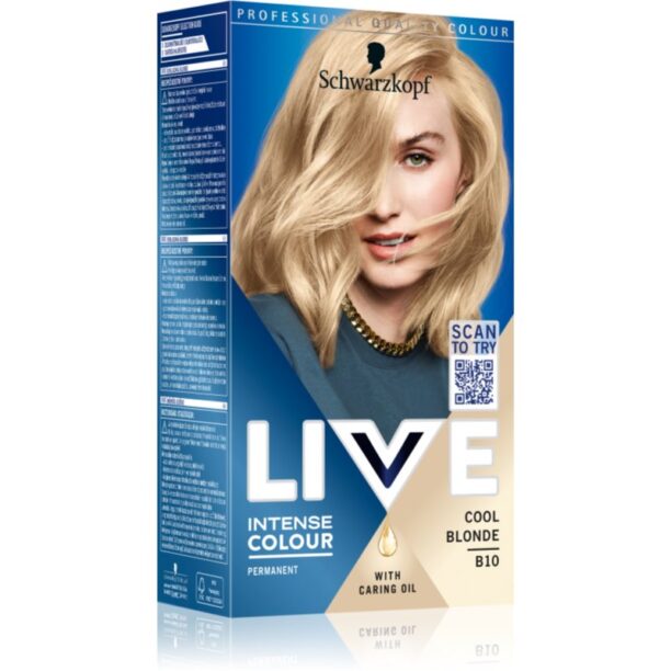 Schwarzkopf LIVE Intense Colour Culoare permanenta pentru par culoare B10 Cool Blonde 1 buc preţ