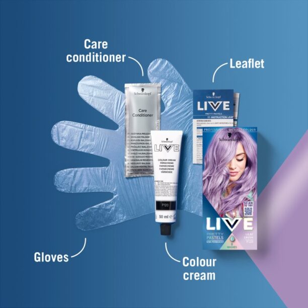 Original Schwarzkopf LIVE Ultra Brights or Pastel vopsea de par semi-permanenta culoare 120 Lilac Crush 1 buc