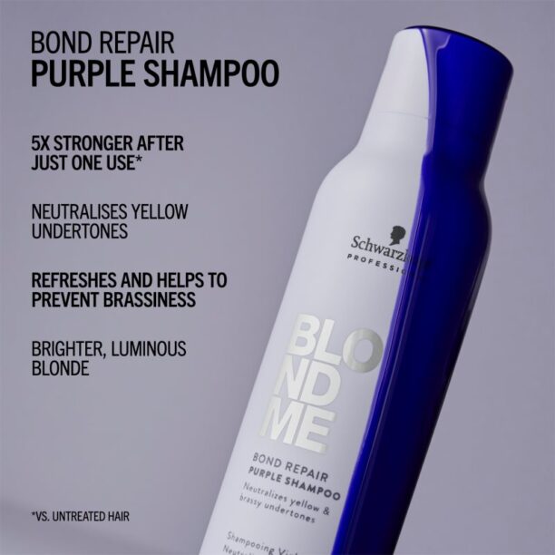 Preţ Schwarzkopf Professional Blondme Bond Repair Purple Shampoo sampon violet pentru par blond 300 ml