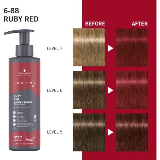 Original Schwarzkopf Professional Chroma ID Color Mask mască intens colorantă pentru păr culoare 6-88 Ruby Red 300 ml