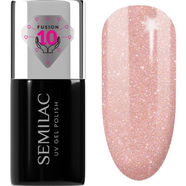 Semilac UV Hybrid Extend Care 5in1 lac de unghii sub forma de gel cu efect de nutritiv culoare 804 Glitter Soft Beige 7 ml