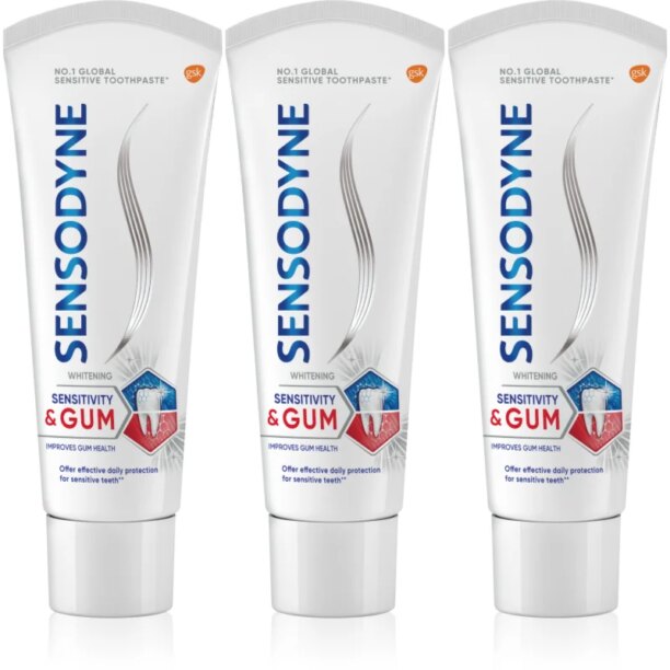 Sensodyne Sensitivity & Gum Whitening pasta de dinti pentru albire pentru a proteja dintii si gingiile 3x75 ml