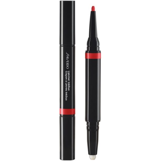 Shiseido LipLiner InkDuo ruj și creion pentru conturul buzelor balsam culoare 07 Poppy 1.1 g preţ