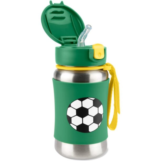 Cumpăra Skip Hop Spark Style Straw Bottle sticlă inoxidabilă pentru apă cu pai Fotbal 12 m+ 350 ml