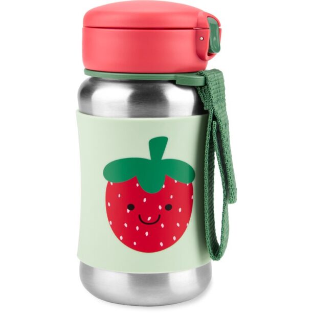 Skip Hop Spark Style Straw Bottle sticlă inoxidabilă pentru apă cu pai Strawberry 12 m+ 350 ml preţ