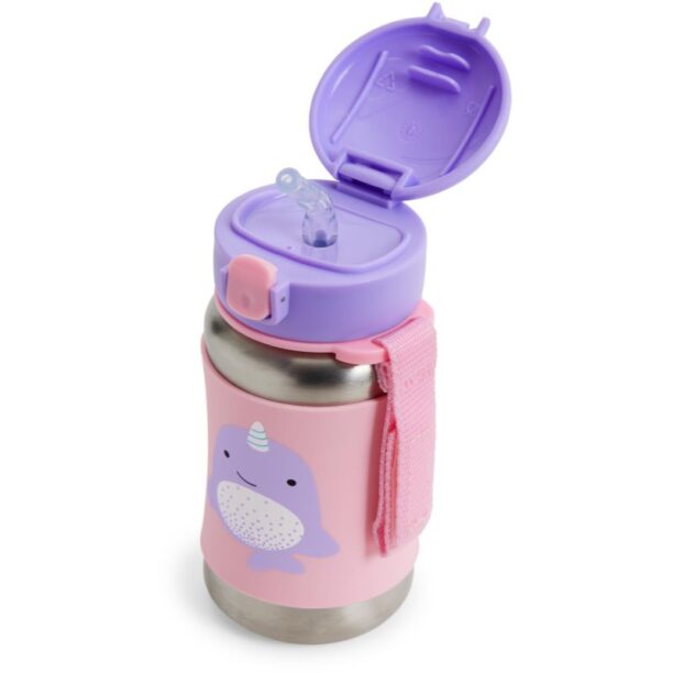 Cumpăra Skip Hop Zoo Straw Bottle sticlă inoxidabilă pentru apă cu pai Narval 12 m+ 350 ml