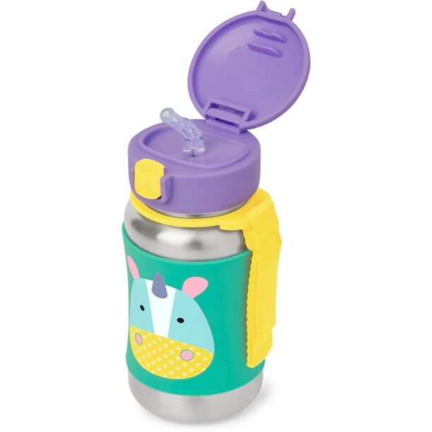 Cumpăra Skip Hop Zoo Straw Bottle sticlă inoxidabilă pentru apă cu pai Unicorn 12 m+ 350 ml