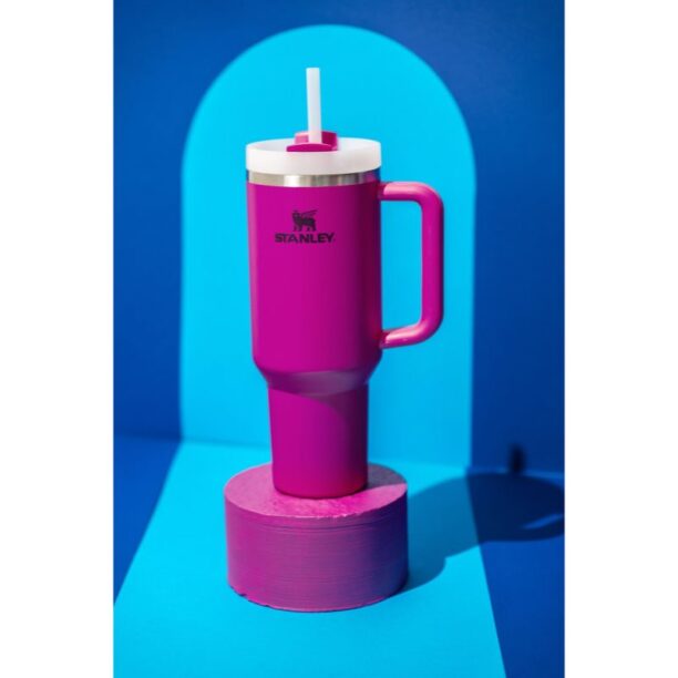 Original Stanley Quencher H2.O FlowState™ Tumbler pahar din oțel inoxidabil cu pai Fuchsia 1180 ml