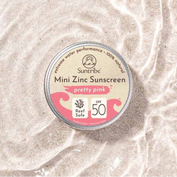 Cumpăra Suntribe Mini Zinc Sunscreen crema de fata cu minerale pentru protectie SPF 50 Pretty Pink 15 g