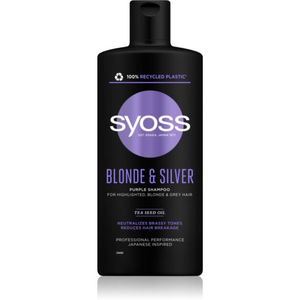 Syoss Blonde & Silver sampon violet pentru părul blond şi gri 440 ml preţ