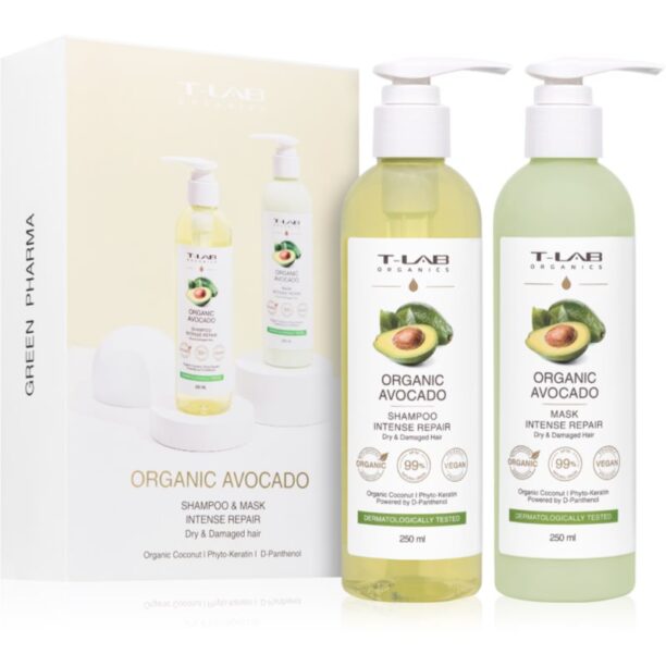 T-LAB Organics Organic Avocado Set set cadou pentru păr uscat și deteriorat