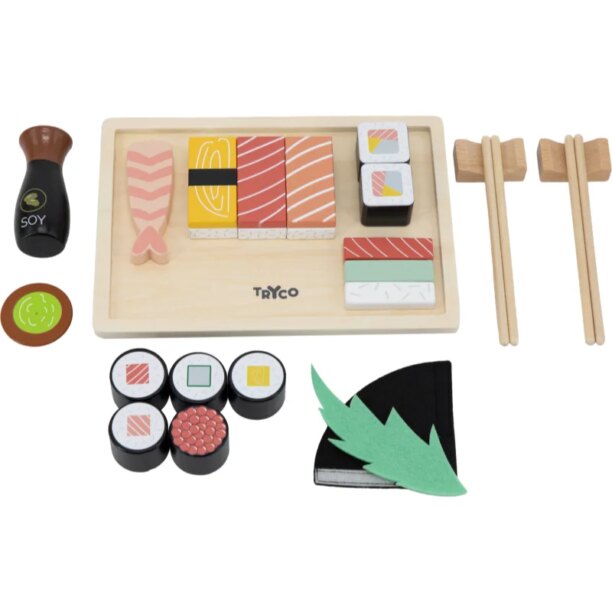 Tryco Wooden Sushi Set jucarie din lemn 18m+ 1 buc preţ