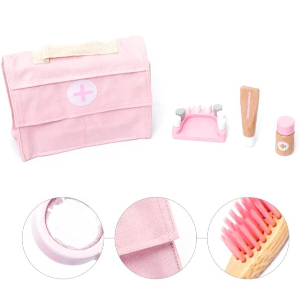 Original UMU Toys Doctor's set jucărie cu activități din lemn Pink