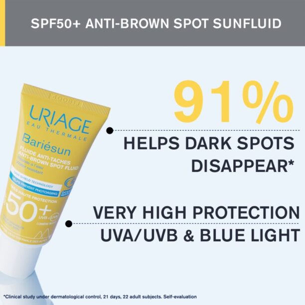 Original Uriage Bariésun Anti-Brown Spot Fluid SPF 50+ protective fluid cu o protectie UV ridicata 40 ml