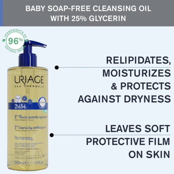 Original Uriage Bébé 1st Cleansing Oil ulei de curatare hranitor pentru copii 500 ml