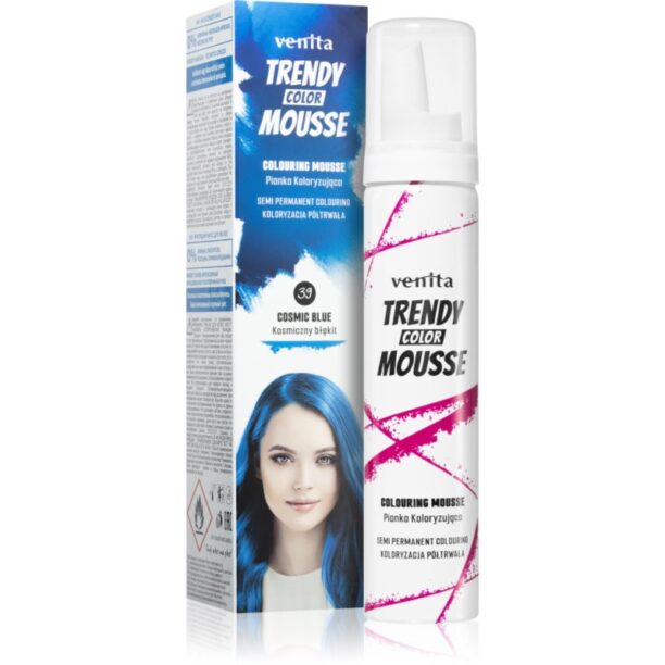 Venita Trendy Color Mousse vopsea de par sub forma de spuma fără amoniac culoare No. 39 - Cosmic Blue 75 ml