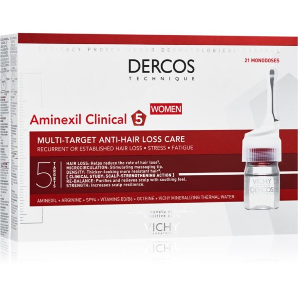 Vichy Dercos Aminexil Clinical 5 Tratament împotriva căderii părului pentru femei 21x6 ml preţ