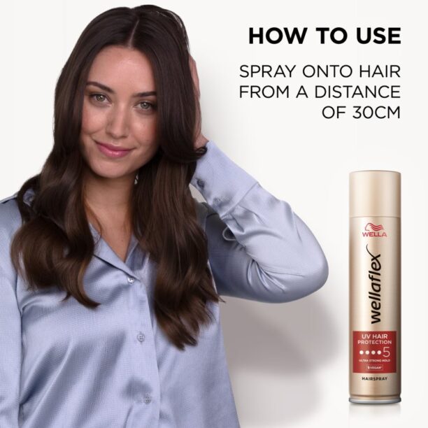 Original Wella Wellaflex UV Hair Protection fixativ pentru păr cu fixare foarte puternică pentru modelarea termica a parului 250 ml