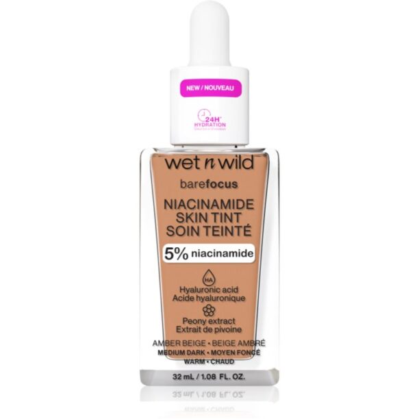 Wet n Wild Bare Focus Niacinamide Skin Tint machiaj ușor de hidratare culoare Amber Beige 32 ml preţ