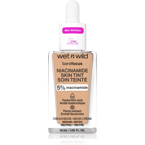 Wet n Wild Bare Focus Niacinamide Skin Tint machiaj ușor de hidratare culoare Cream Beige 32 ml preţ