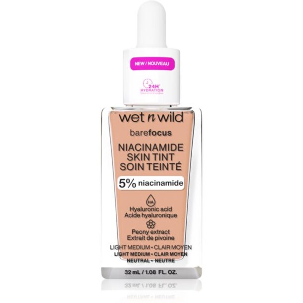 Wet n Wild Bare Focus Niacinamide Skin Tint machiaj ușor de hidratare culoare Light Medium 32 ml preţ