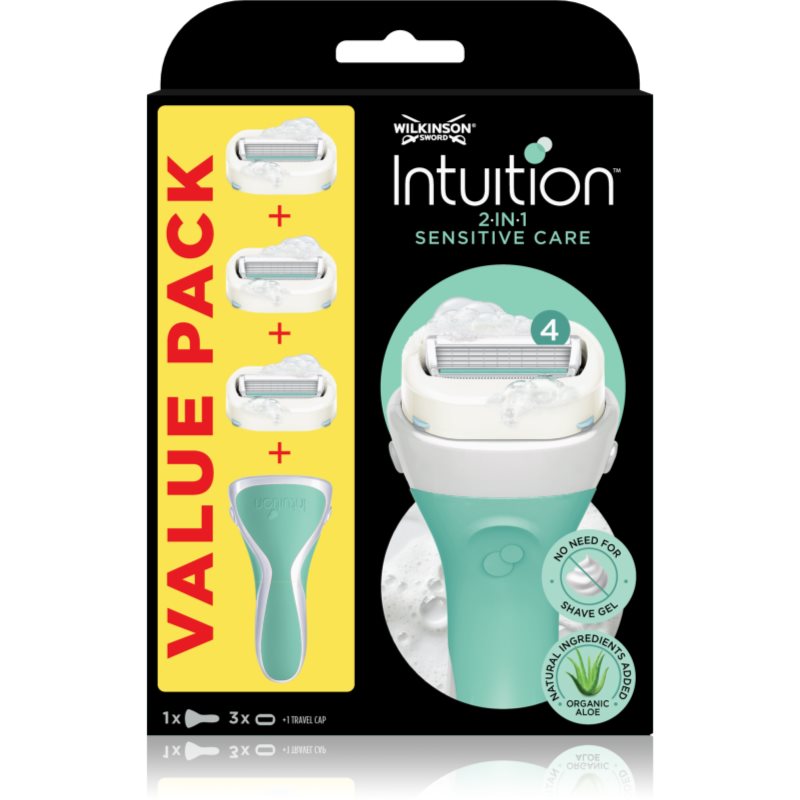 Wilkinson Sword Intuition 2 in 1 Sensitive Care aparat de ras + rezervă 3 buc preţ