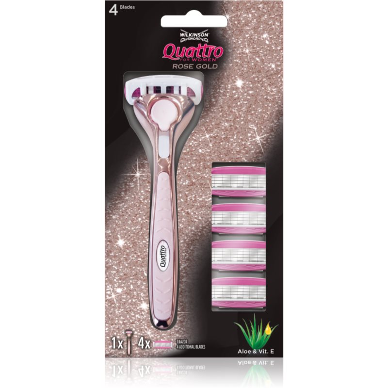 Wilkinson Sword Quattro for Women Rose Gold epilator pentru femei + lame de rezervă 1 buc preţ