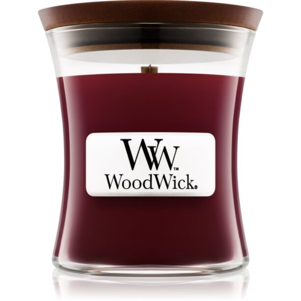 Woodwick Black Cherry lumânare parfumată cu fitil din lemn 85 g