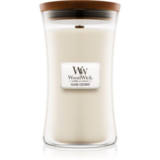 Woodwick Island Coconut lumânare parfumată cu fitil din lemn 609.5 g